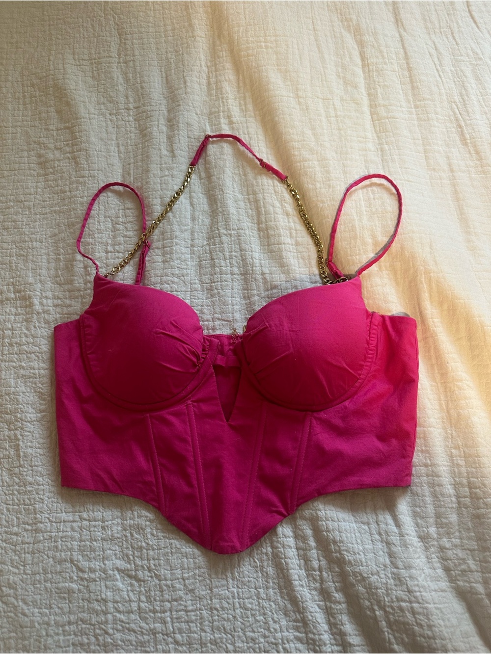 Oh Polly Pink Corset with Halter Neck Chain